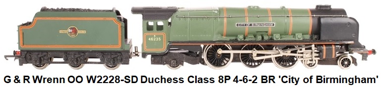 G & R Wrenn Railways OO/HO gauge W2228-SD Duchess Class 8P 4-6-2 #46235 'City of Birmingham' in BR Green
