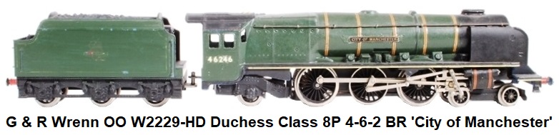 G & R Wrenn Railways OO/HO gauge W2229-HD Duchess Class 8P 4-6-2 #46246 'City of Manchester' in BR Green