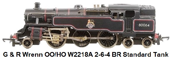 G & R Wrenn Railways OO/HO gauge W2218A 2-6-4 BR lined black early crest livery Standard Tank Locomotive #80064l
