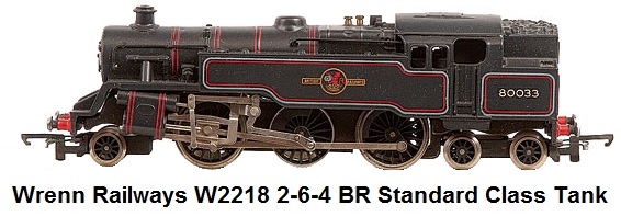 G & R Wrenn Railways OO/HO gauge W2218 2-6-4 BR black Standard Class Tank Loco #80033