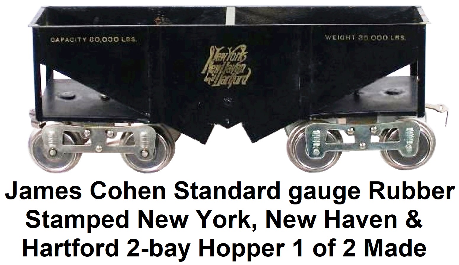 Jim Cohen Standard gauge rubber stamped NYNH&H black hopper, reputed to be one of only 2 ever made by Cohen.