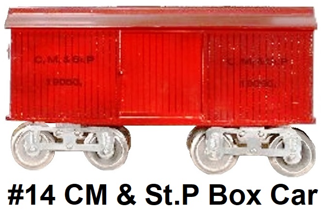 James Cohen Standard gauge reproduction Lionel #14 CM & St. P Box car