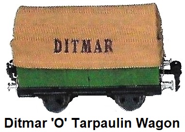 Ditmar 'O' gauge 4-wheel Tarpaulin covered gondola 16cm