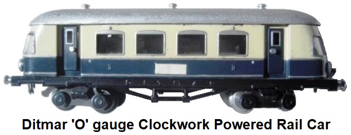 Ditmar 'O' gauge clockwork powered rail car