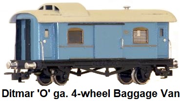 Ditmar 'O' gauge 4-wheel baggage van in blue