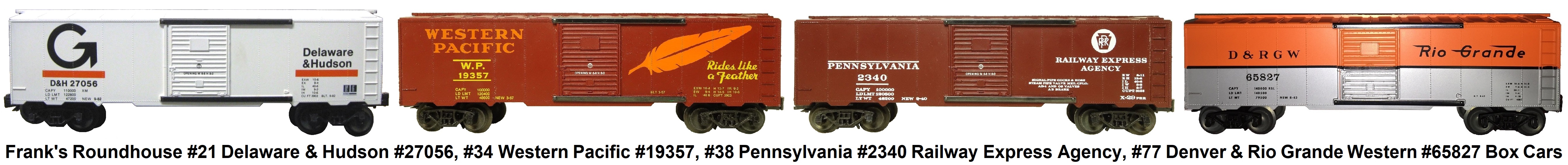 Frank's Roundhouse 'O' gauge 40' Box Cars