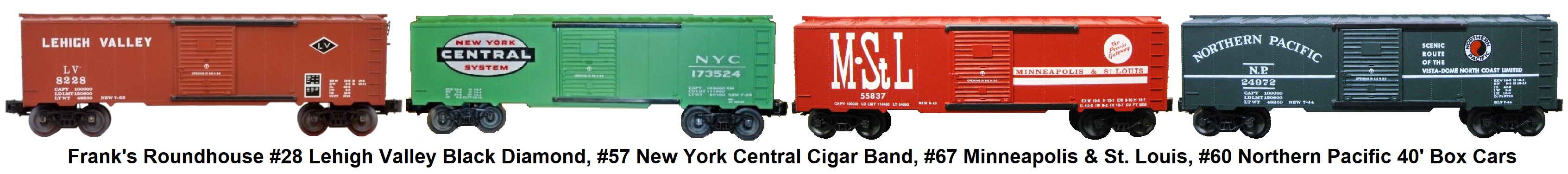 Frank's Roundhouse 'O' gauge 40' Box Cars