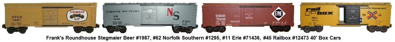 Frank's Roundhouse 'O' gauge 40' Box Cars