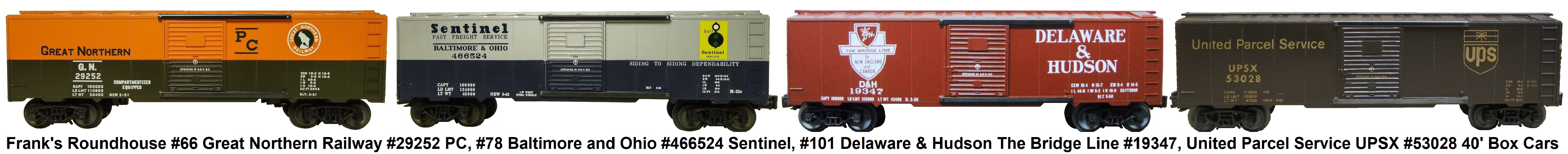 Frank's Roundhouse 'O' gauge 40' Box Cars
