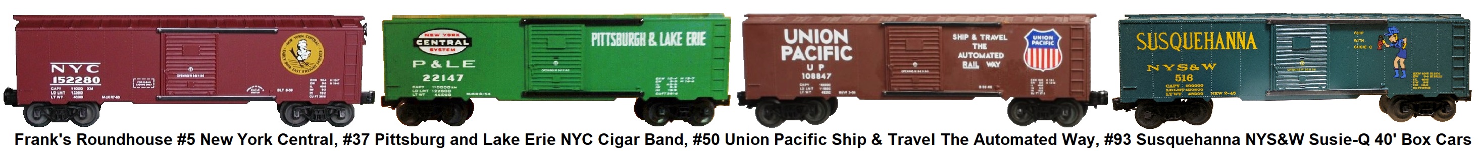 Frank's Roundhouse 'O' gauge 40' Box Cars